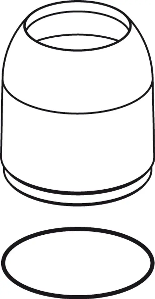 Abdeckkappe mit O-Ring in Chrom, geeignet für die Verwendung mit Ideal Standard Produkten. Das Produkt besteht aus zwei Teilen, einer Kappe und einer darunterliegenden Dichtung.